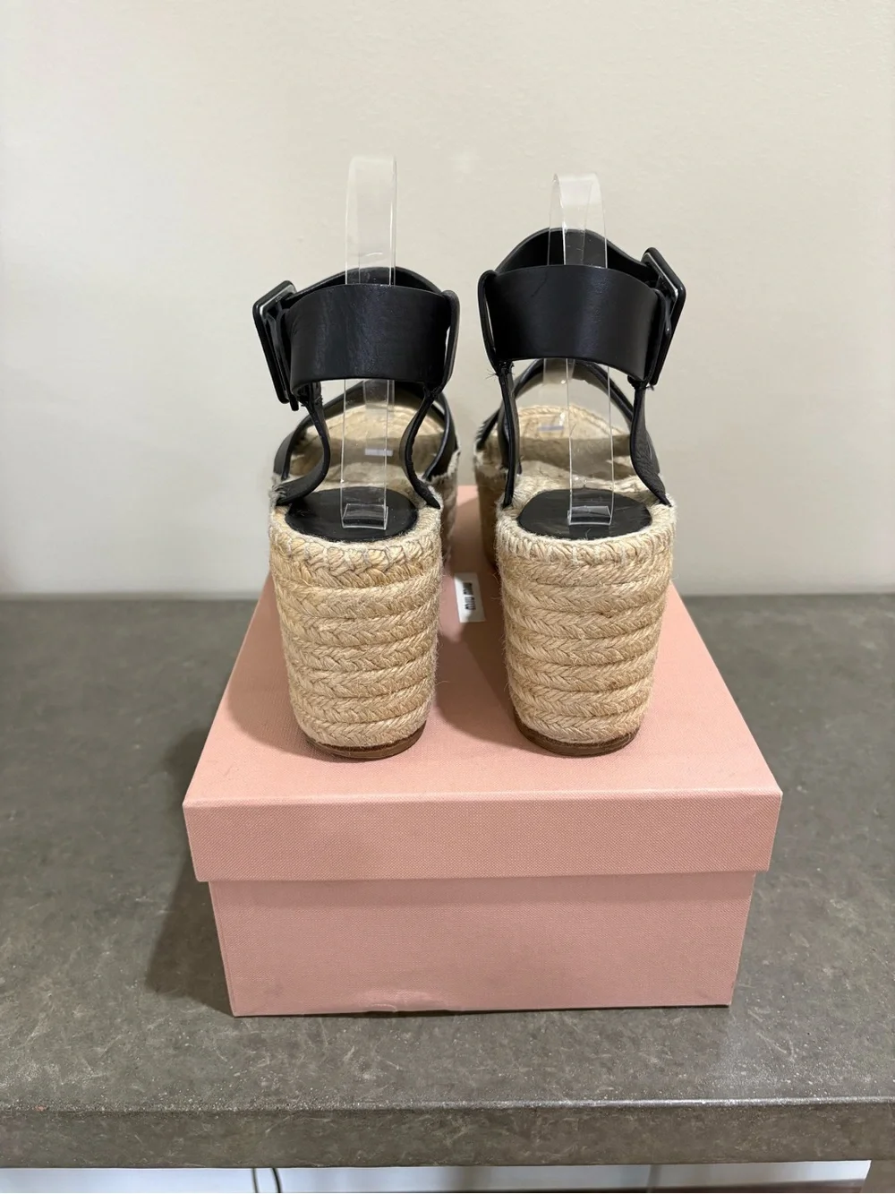 Celine Black Leather Jute-Wrapped Platform Sandals, Great Condition! 8.5 (39)